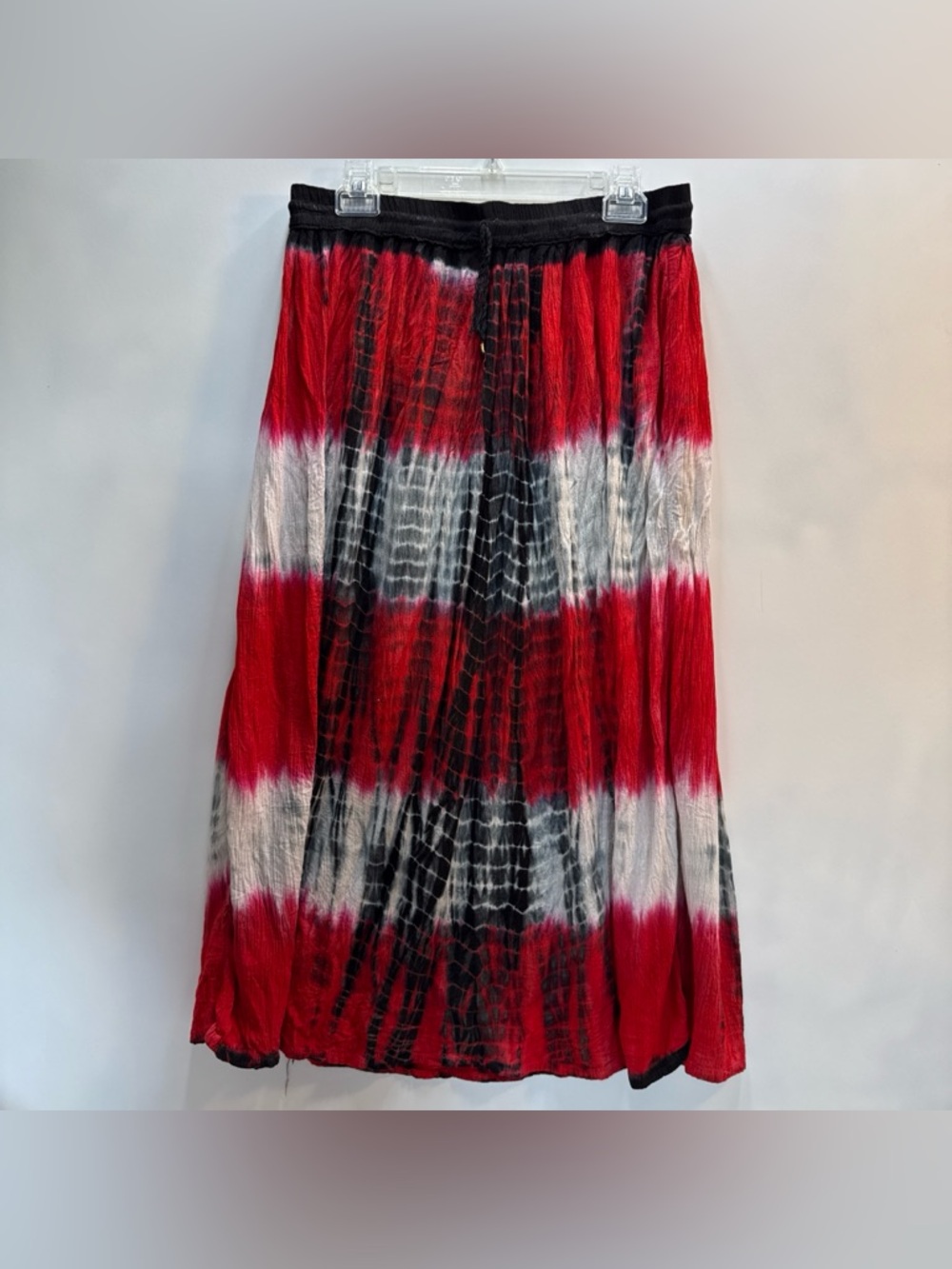 Cute Options Women’s Red Boho Flowy Skirt with Waist Drawstring